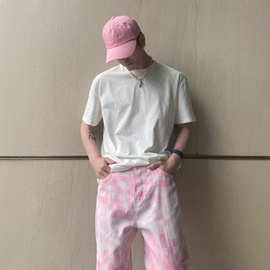 正确版现货原标V家25新配色棋盘格马赛克直筒休闲牛仔裤男女同款