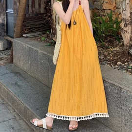 气质吊带连衣裙女特大码女装胖300斤松弛感宽松显瘦长裙子200斤夏
