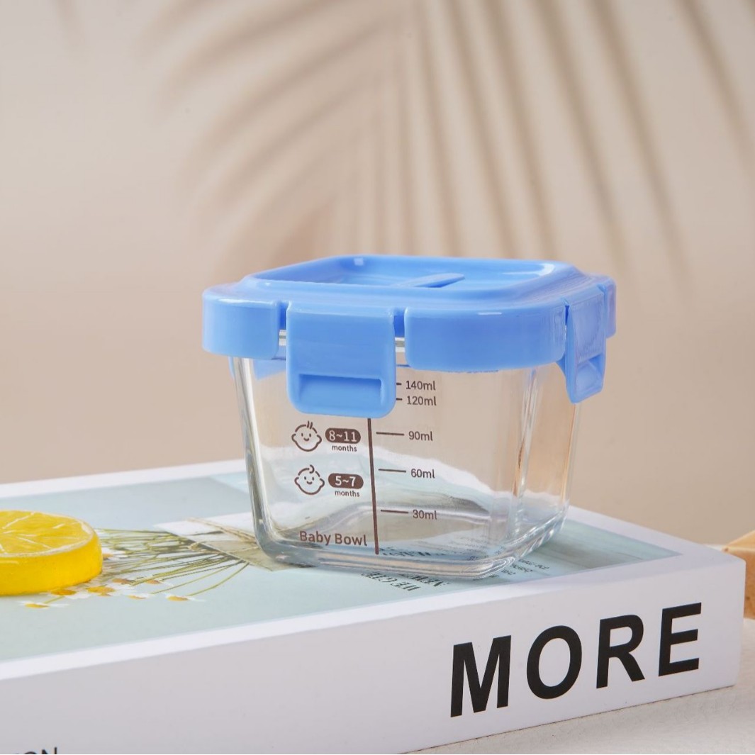 Caja de alimentos suplementarios bajos en boro para bebés almacenar vidrio para bebés cocinar tazón de alimentos suplementarios al vapor tazón de huevo sellado frescura