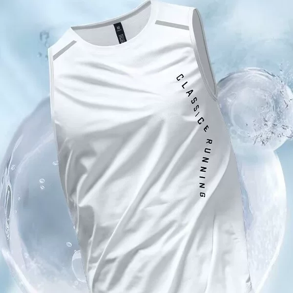 Men's athletic quick-drying tank top, professional running and marathon training, new ice silk sleeveless T-shirt, fitness apparel