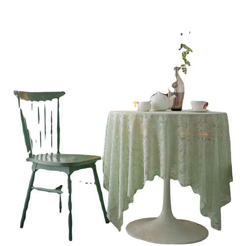 Yimanqiyun tablecloth light green beaded gauze cake photography background embroidery prop cloth white tablecloth