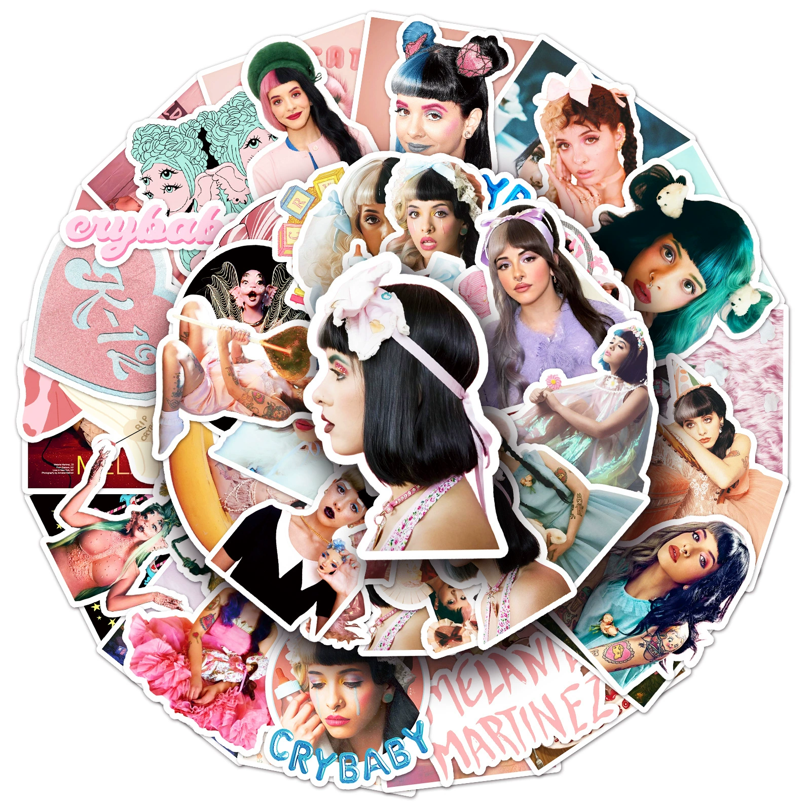 Стикеры Мелани Мартинез 50 штук, певица, звезда Melanie Martinez, водостойкие декоративные стикеры