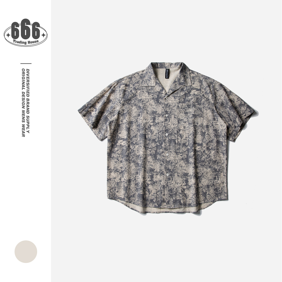 ButterTiger Herrenhemd mit kubanischem Kragen und kurzen Ärmeln, Hawaii-Blumenmuster, lockere Passform, cooles Hemd aus reiner Baumwolle, CS68_voghion.com