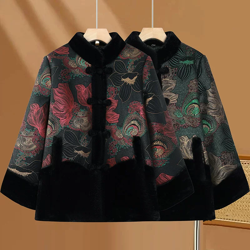 Fleece keep warm down jacket, for middle age, increased thickness