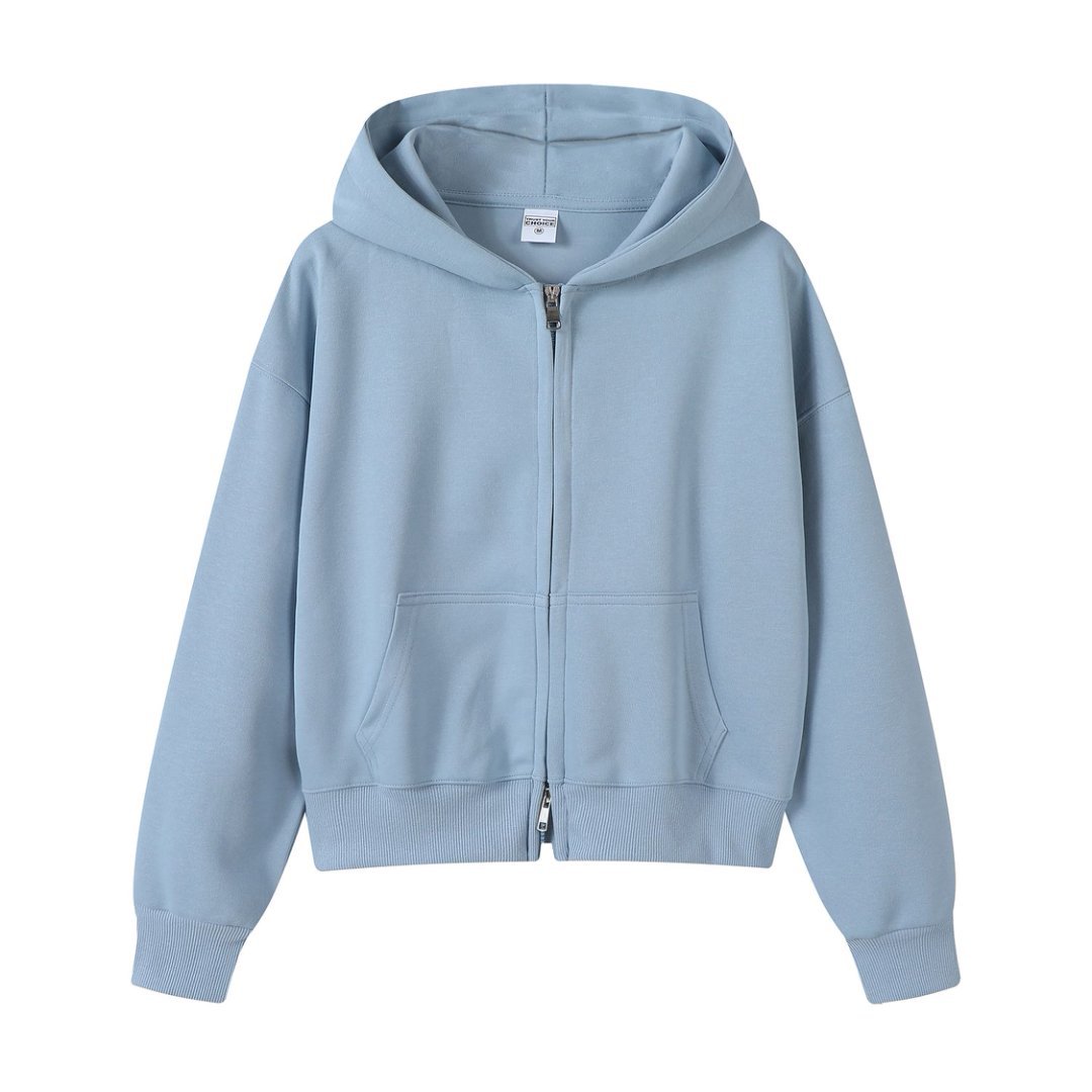 Marca de moda de color sólido con capuchón de plata, camiseta corta de hombro para mujeres otoño y invierno pesado 450g con camiseta con capuchón cálida y casual
