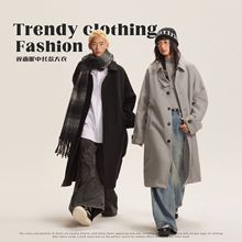 CATTEE中长款毛呢大衣男秋冬高级感痞帅宽松休闲韩系西装风衣外套