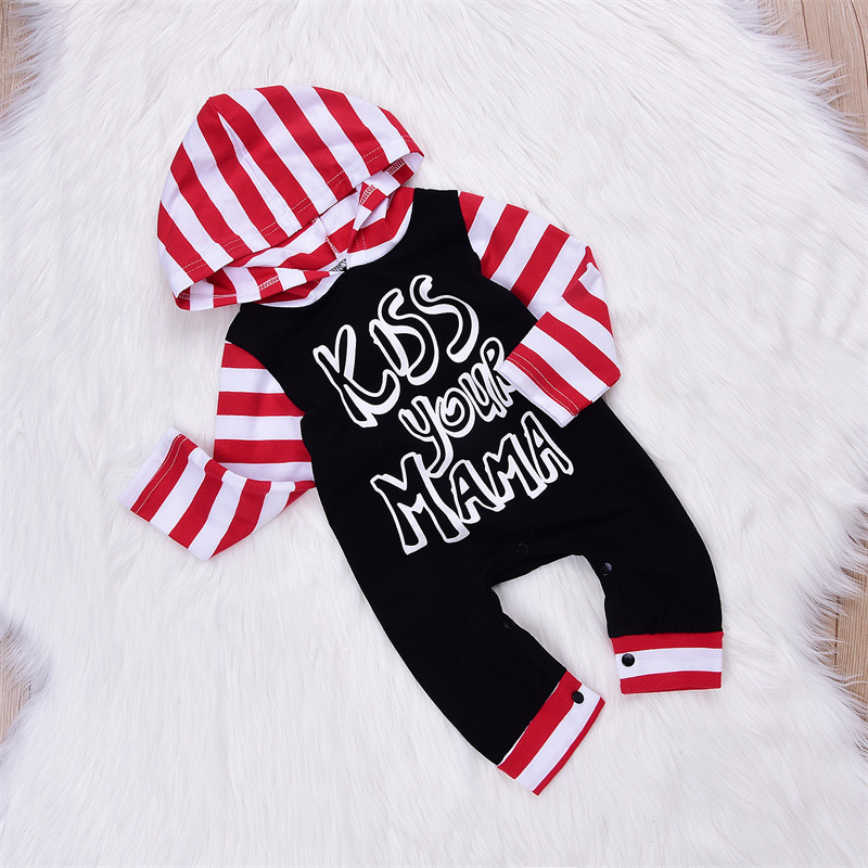 Baby Jumpsuit Baby Letter Print Long Sleeve Hooded Climbing Jumpsuit display picture 1
