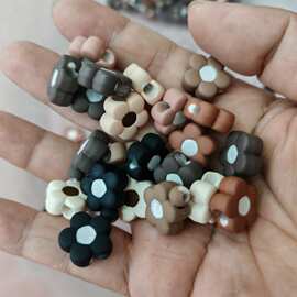 15mm横孔手感橡皮漆双色梅花 DIY手工串珠手机链挂件服饰饰品配件