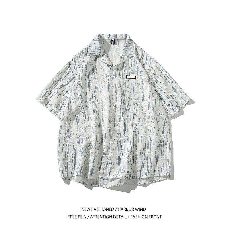 Tie-Dye Shirt for Boys 2025 Summer New Casual Ice Silk Sunscreen Trendy Brand Five-Quarter Sleeve Shirt Tie-Dye Shirt for Boys 2025 Summer New Casual Ice Silk Sunscreen Trendy Brand Five-Quarter Sleeve Shirt