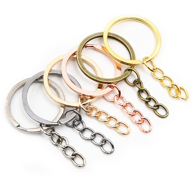 Cross-Border Wholesale 25/28/30mm DIY Keychain Accessories Key Ring + 4-Section Chain Jewelry Accessories Cross-Border Wholesale 25/28/30mm DIY Keychain Accessories Key Ring + 4-Section Chain Jewelry Accessories
