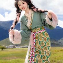 新款藏族服装女西藏写真民族冬季服饰藏袍舞蹈服云南网红少女藏服