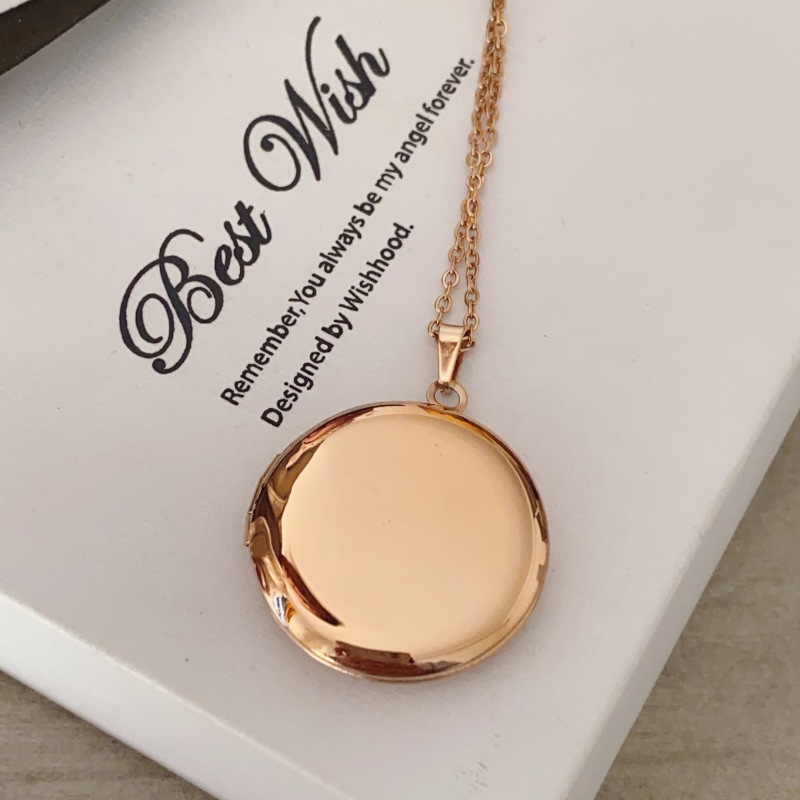 Plating Design 18K Gold Plated Rose Gold Plated White Gold Plated 316 Stainless Steel Titanium Steel Ion Plating (IP) Round IG Style Locket Necklace For Unisex