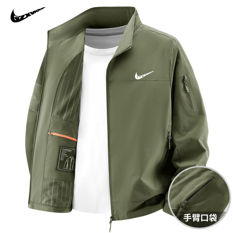 Cross-border best-selling spring and autumn jacket for men, sports casual outdoor windbreaker, large size, stand-up collar, lightweight versatile top