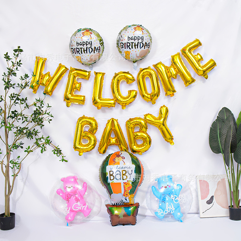 BIENVENIDO BEBÉ globo de aluminio BABY Gender revele Ball Bear Boy Girl BIENVENIDO BABY pie par