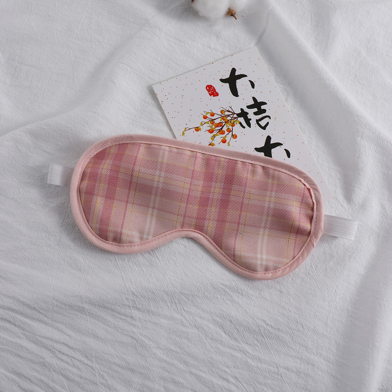 日系創意満版プリント格子縞レトロシンプルアイマスクヘアセット遮光睡眠アイマスク現物多色|undefined