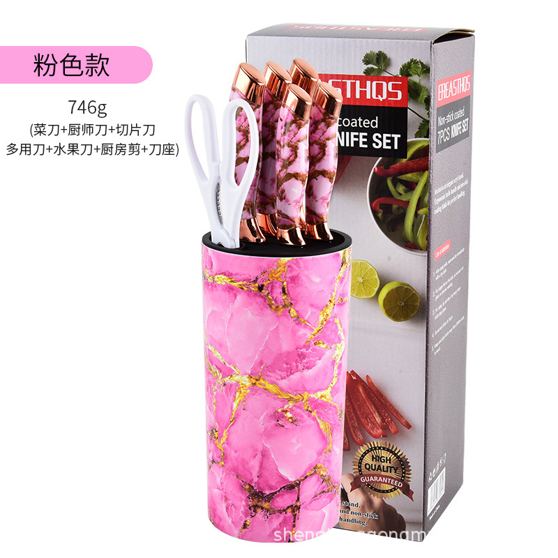 Nuevo estilo de utensilios de cocina, cuchillo de cocina multifuncional, cuchillo de fruta, cuchillo de pan, juego de soporte de cuchillo de barril redondo