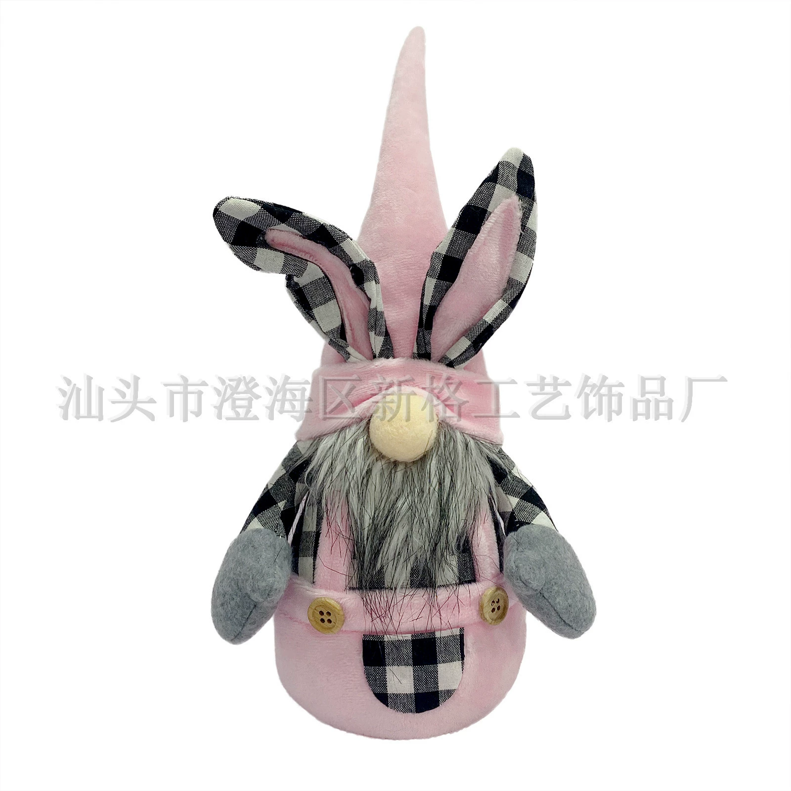 Украшение в виде Easter кролика-эльфа с ушками, черно-белая клетка с розовыми акцентами, несколько поз