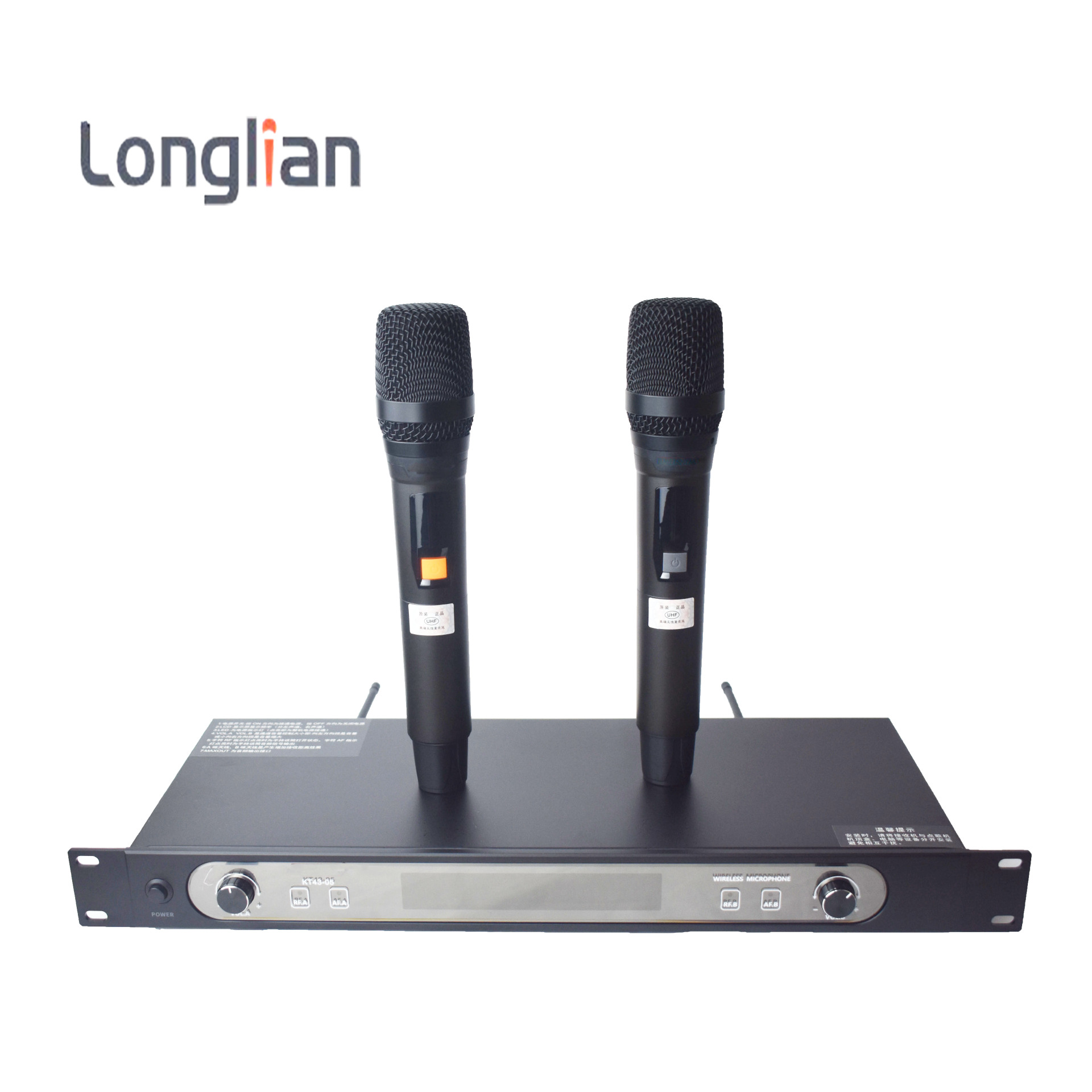 无线UHF2合1双麦克风TypeC连接，适用于卡拉OK或会议室、演讲话筒