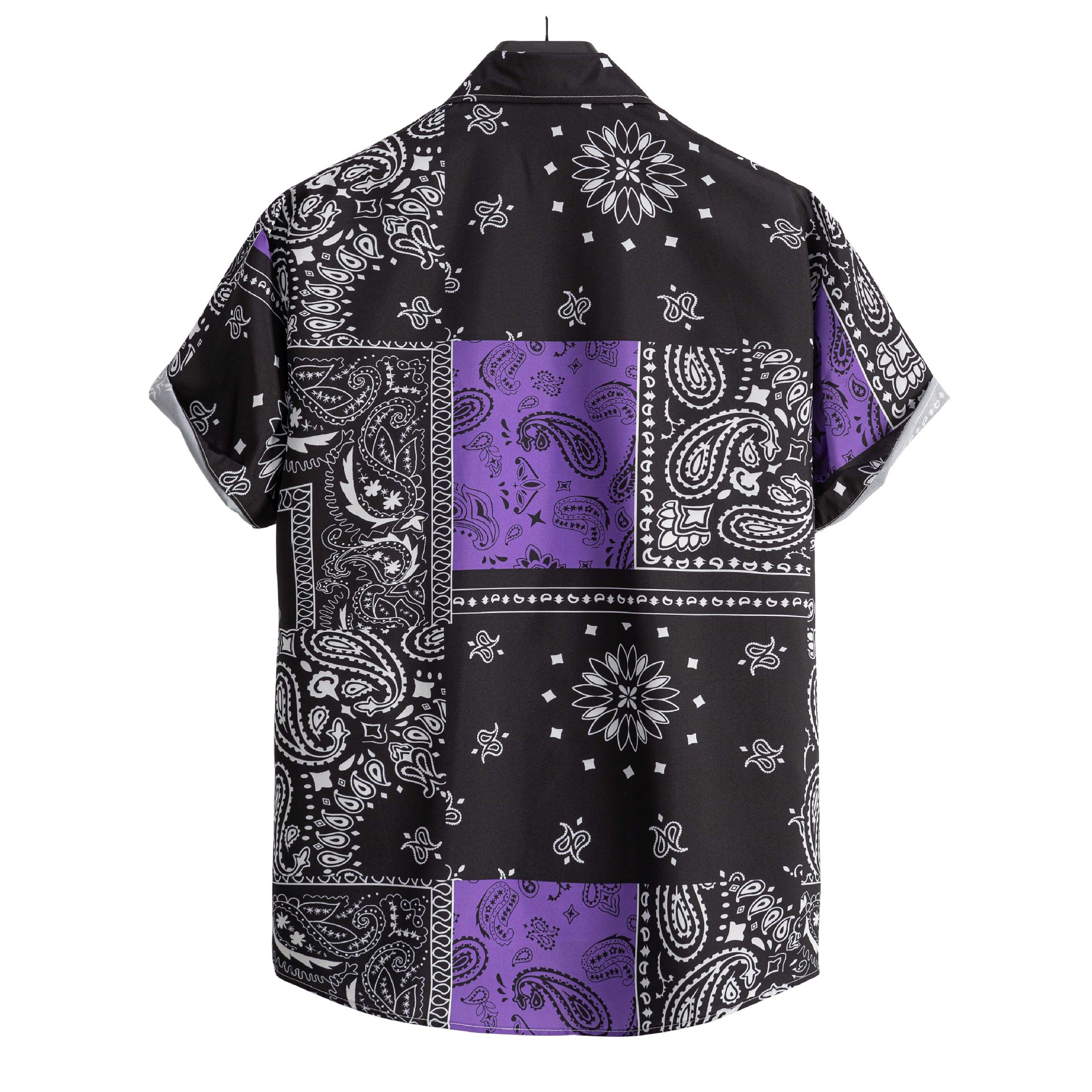 Camicia da uomo a maniche corte stile Paisley, vestibilità casual, non posizionabile_voghion.com