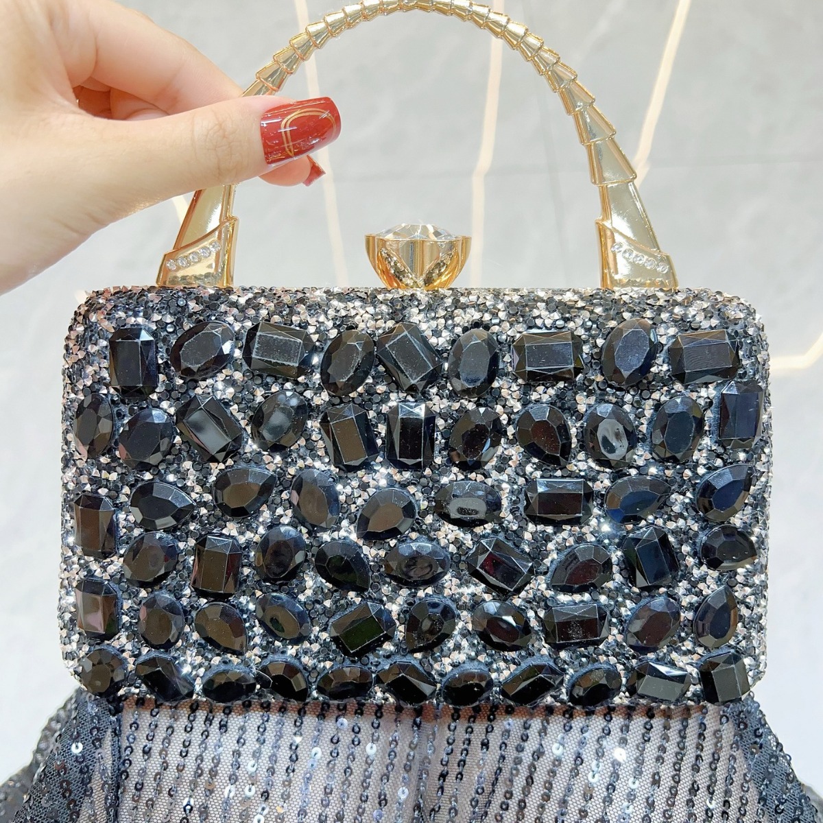 New Cross-Border Banquet Handbag For Women, Luxury Hand-Carry Crossbody Shoulder Bag, Sparkling Full-Diamond Evening Bag - Thumbnail 6
