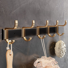 The black gold entryway wall-mounted hook rack, without drilling, features a row of long clothing hooks, a rear door hook.