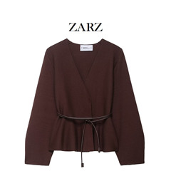 ZARZ 自制 欧美风 新款女装 洋气 时髦款配腰带针织外套9598252