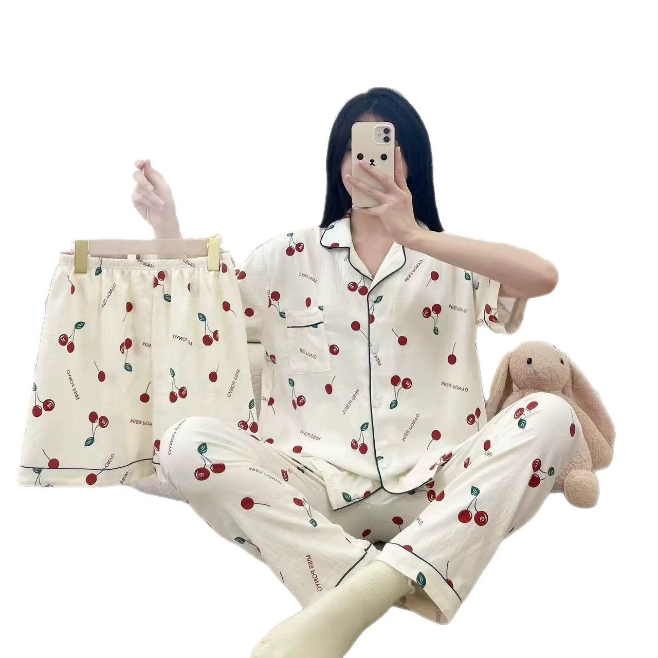 Pijama, summer cute cartoon set, 3 piece set