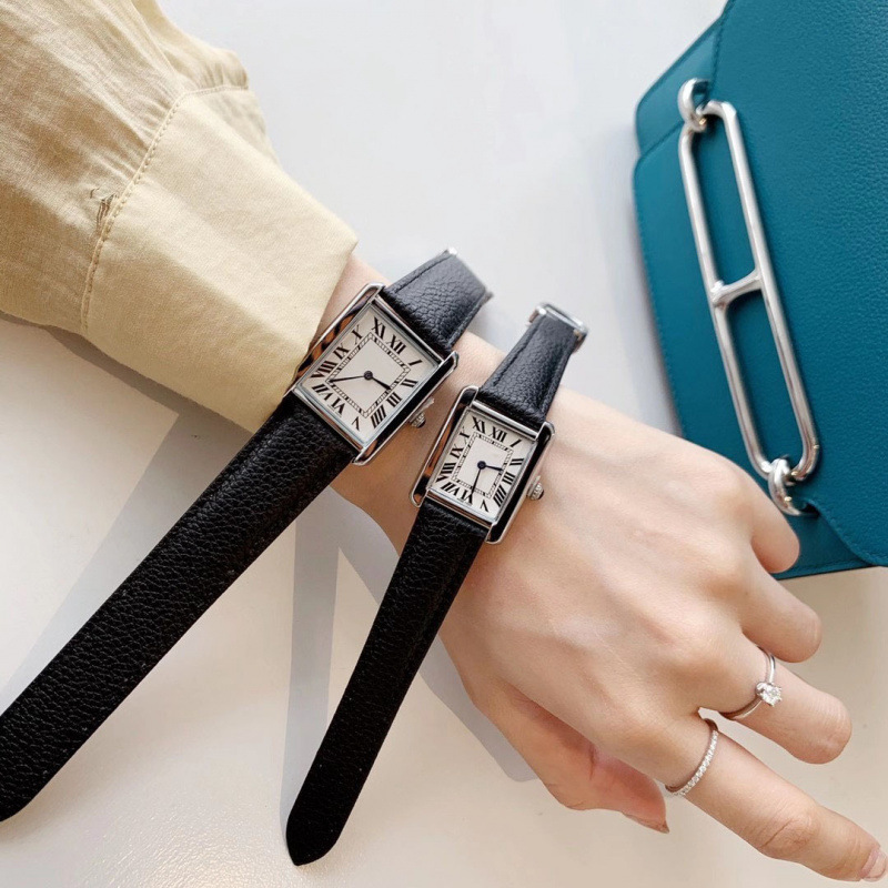 Foreign Trade Tank Watch with Square Dial, Quartz Movement, Vintage Roman Numerals, Simple and Stylish Couple's Watch for Female Students Foreign Trade Tank Watch with Square Dial, Quartz Movement, Vintage Roman Numerals, Simple and Stylish Couple's Watch for Female Students