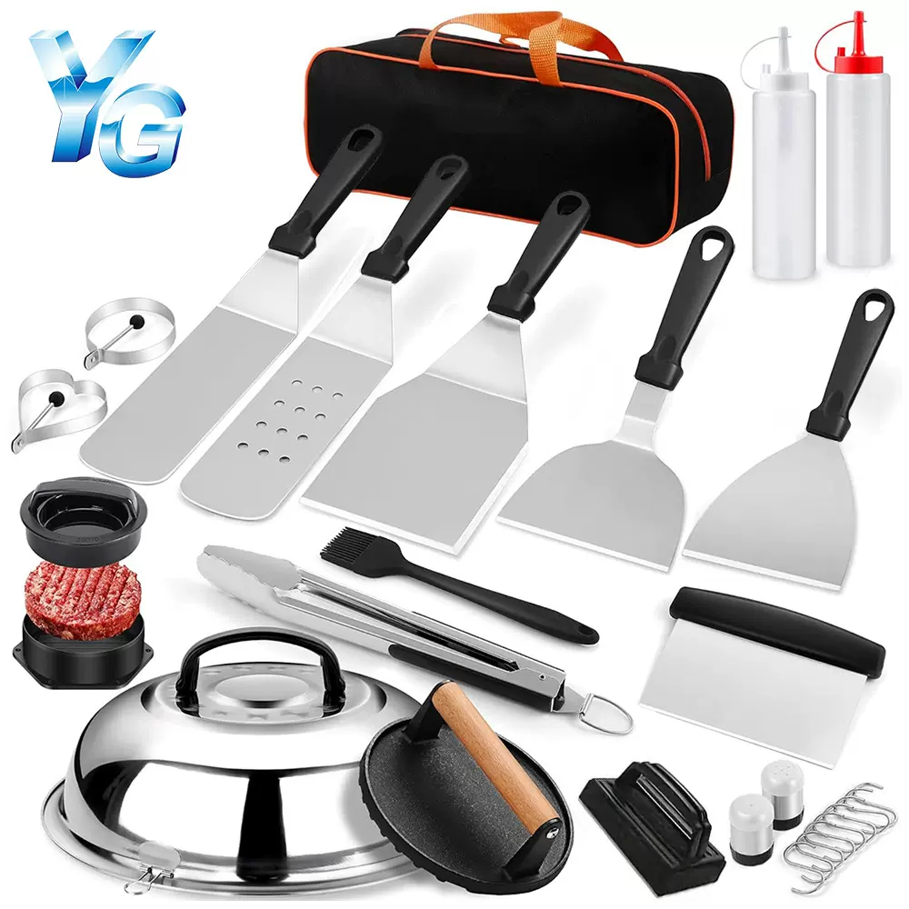 不锈钢烧烤工具套装 料理铲烧烤铲板烧锅铲子BBQ烤具亚马逊热卖