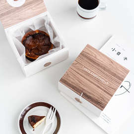 仿木盒网红巴斯克芝士蛋糕包装礼盒乳酪戚风甜点烘焙打包4/5/6寸