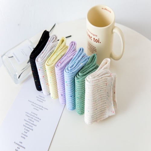 Red Book Style Japanese Socks Cute Medium Calf Student Idea Cotton Thin Striped Casual Solid Color Women Simple Versatile