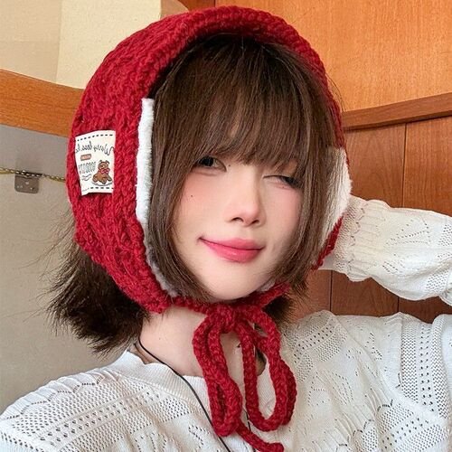 Autumn and Winter Korean Student Fashion Retro New Ear Muffs for Warmth, Knitted Ear Warmers to Make Face Look Smaller, Cold Protection Ear Cover