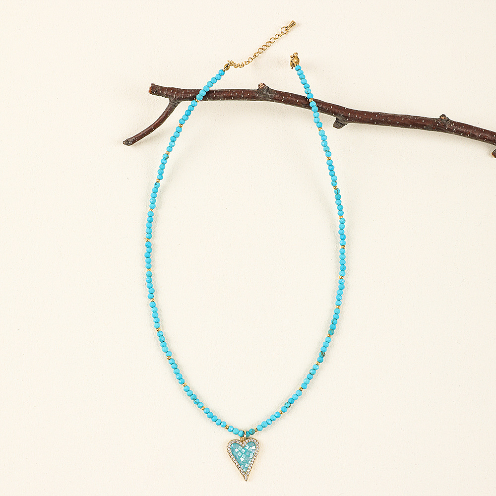 20g Weight Necklace Classification 1 Piece Quantity Travel Occasion Alloy, Agate Material Heart Shape Pattern Women's Gender Beaded Design Ethnic Style, Bohemian Style Ethnic Style Bohemian Heart Shape Alloy Agate Necklace In Bulk 10