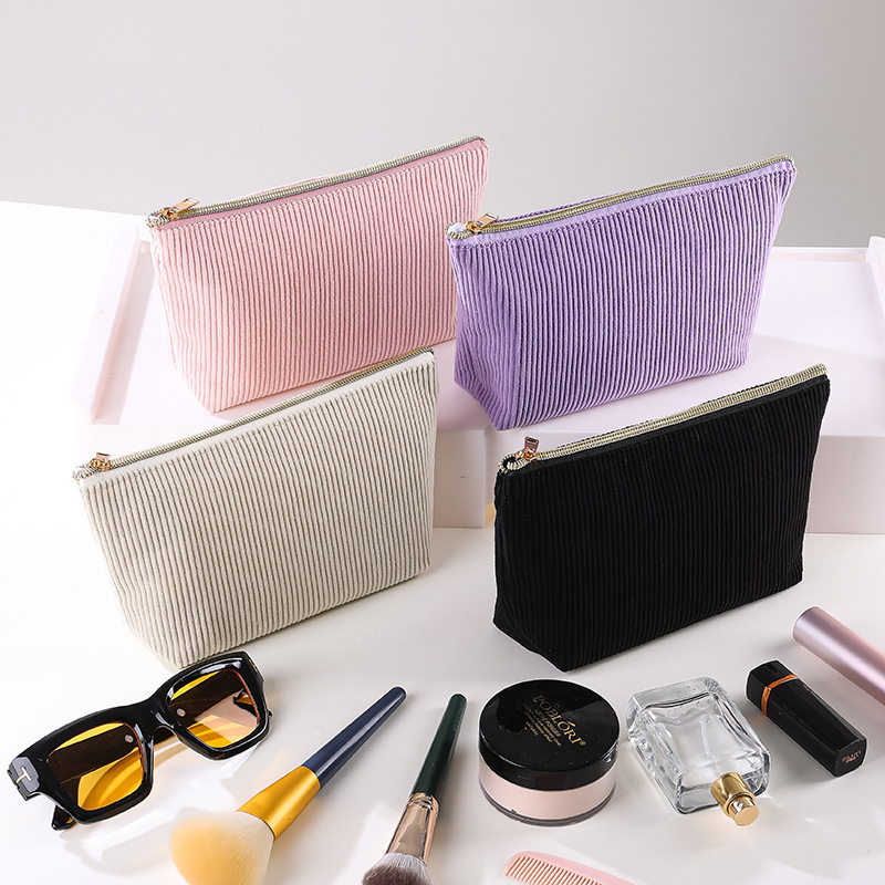 Large Capacity Corduroy Makeup Bag, Zippered Toiletry Bag, One-Piece Organizer for All Beauty Products, Simple Storage Bag Wholesale Large Capacity Corduroy Makeup Bag, Zippered Toiletry Bag, One-Piece Organizer for All Beauty Products, Simple Storage Bag Wholesale