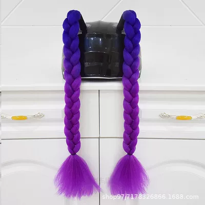Helmet with Dreadlocks, Motosiklet dəbilqələri - a-pair-of-blue-and-purple-braids