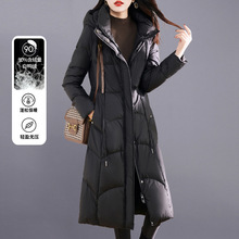 黑色羽绒服女2025年冬季新款高端时尚洋气长款过膝加厚白鸭绒外套