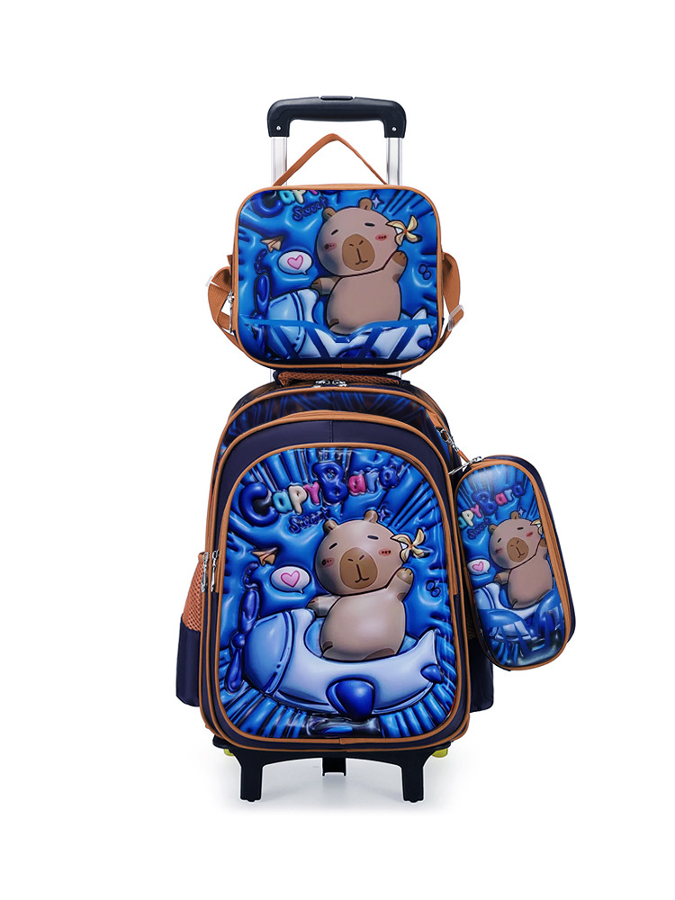 Fábrica en stock estudiantes de la escuela primaria pueden sostener la bolsa de almuerzo bolsa de lápiz caja de tres piezas de los niños mochila de dibujos animados lindo
