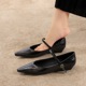 2182-1 Commuting Women's Shoes with Slope Heel, Pointed French Shallow Mouth, Versatile, Casual Evening Style, One Button Strap, Mary Jane Single Shoes