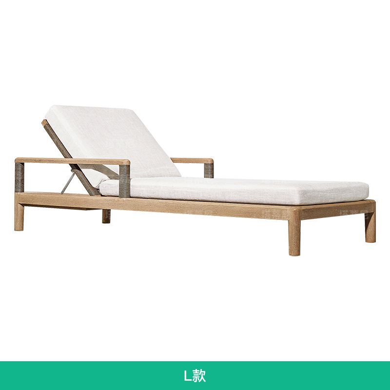 TECA al aire libre tumbado cama de ocio individual reclinable impermeable a prueba de sol piscina reclinable sofá cama de madera maciza muebles de patio image 18