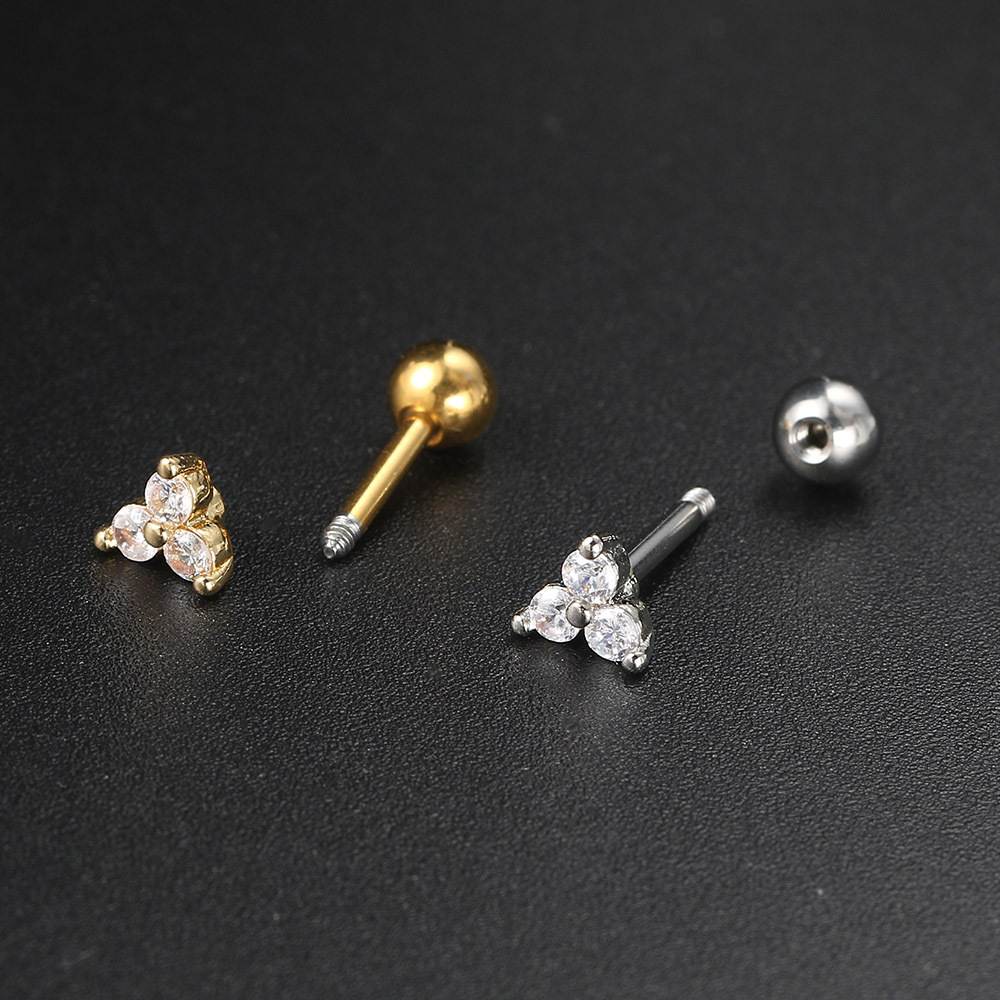 Fashion Geometric Copper Plating Zircon Ear Studs 1 Piece