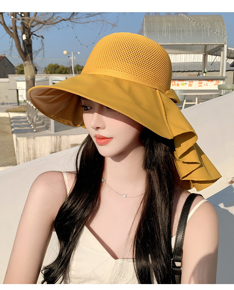 2024 Chapeau de Protection Solaire pour Femmes Protection UV Printemps Nouveau Chapeau de Protection Solaire en Caoutchouc Noir avec Large Bord Chapeau de Pêcheur Tourisme Chapeau d'été Marée_voghion.com