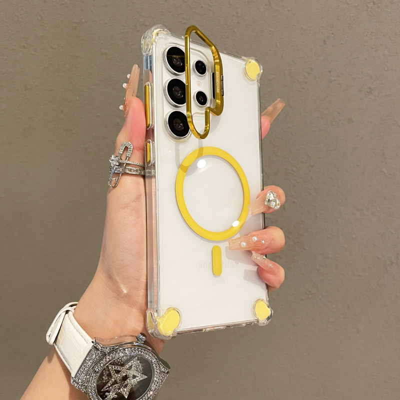 Samsung S25Ultra 磁気電話ケース s24u 金属レンズホルダー Galaxy 四隅エアバッグ落下防止に適しています。|undefined