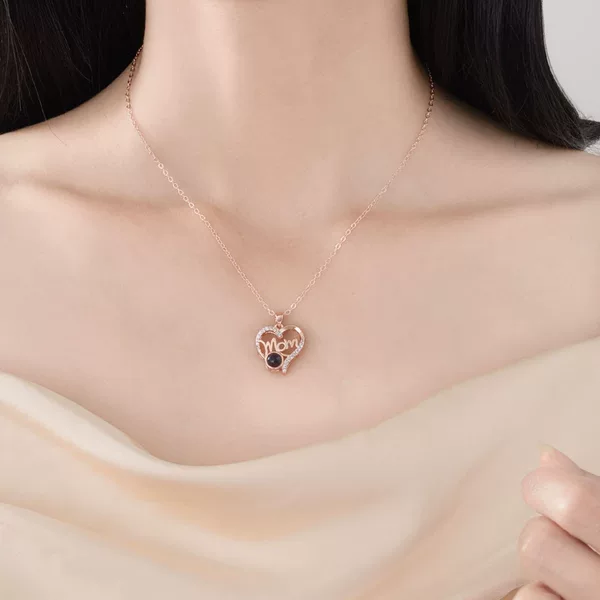 Best-Selling 100 Languages ​​I Love You Projection Mom Women's Day Mother's Day Heart Gift Necklace