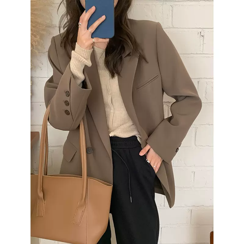 西装外套女春秋2025新款韩版宽松小个子显瘦设计感小众高级小西服