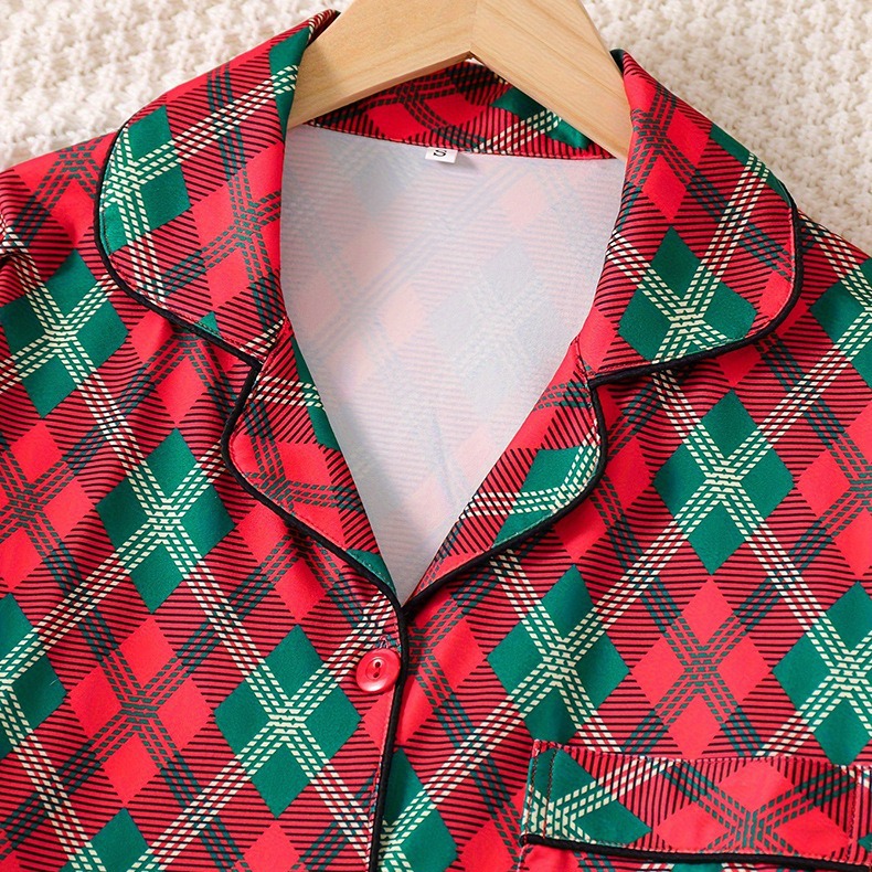 2024 Primavera Nuovo pigiama da donna a quadri casual in seta di latte per la casa, set di due pezzi_voghion.com