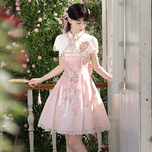 2026 Yimengge Original Design Falling Cherry Blossoms Hanfu Women's Improved Han Element Set 9863