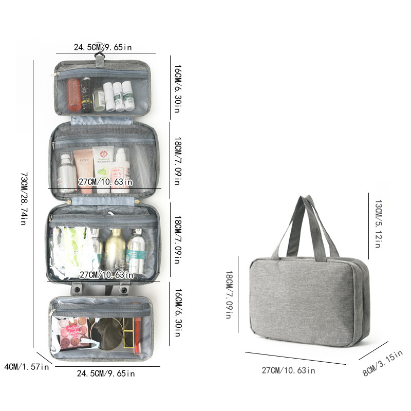 Excepciones transfronterizas de comercio exterior, cuatro pliegues, separación en seco y húmedo, se pueden colgar, almacenamiento multicolor, cosméticos, bolsa de lavado portátil, maquillaje