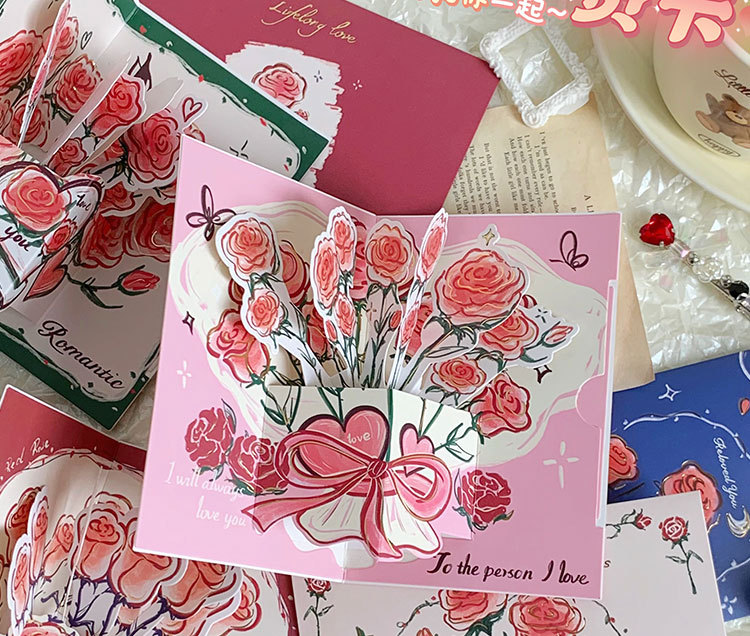 Valentine's Day Pastoral Rose Paper Party Festival Card display picture 1