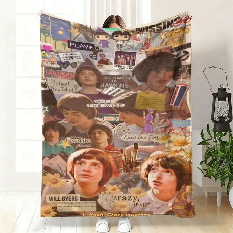 Плюшевая флисовая плед-одеяло BylerCP (в стиле Stranger Things), мягкий для отдыха, 70×100–150×200 см