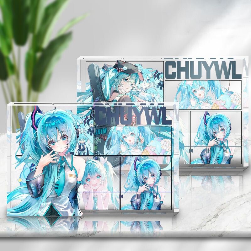 Miku Fan-Made Crystal Acrylic Brick Valley Transparent Character Stand Comic Transparent Photo Frame Gift for Women